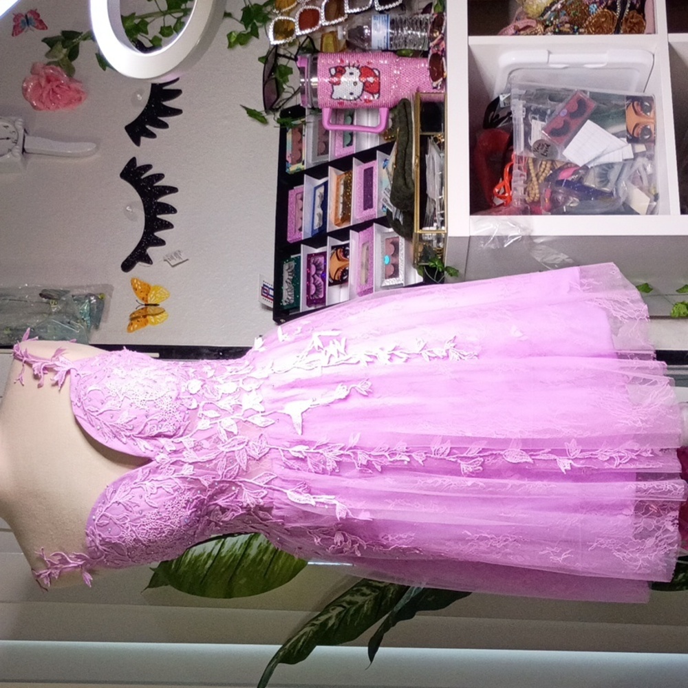 Lavetir Elegant Pink Lace Dress